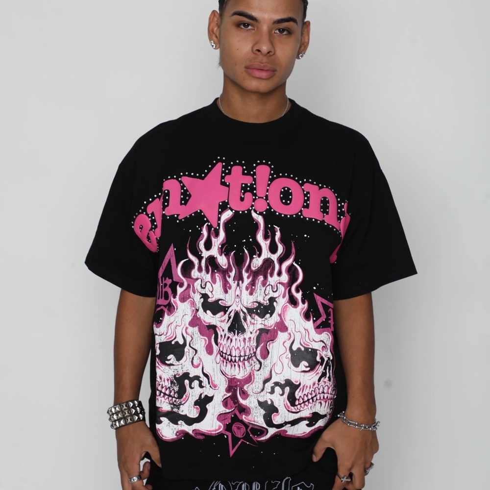 Broken Promises Co. Emotional Flaming Skulls Graphic Tee Unisex M EUC Streetwear - Picture 12 of 13